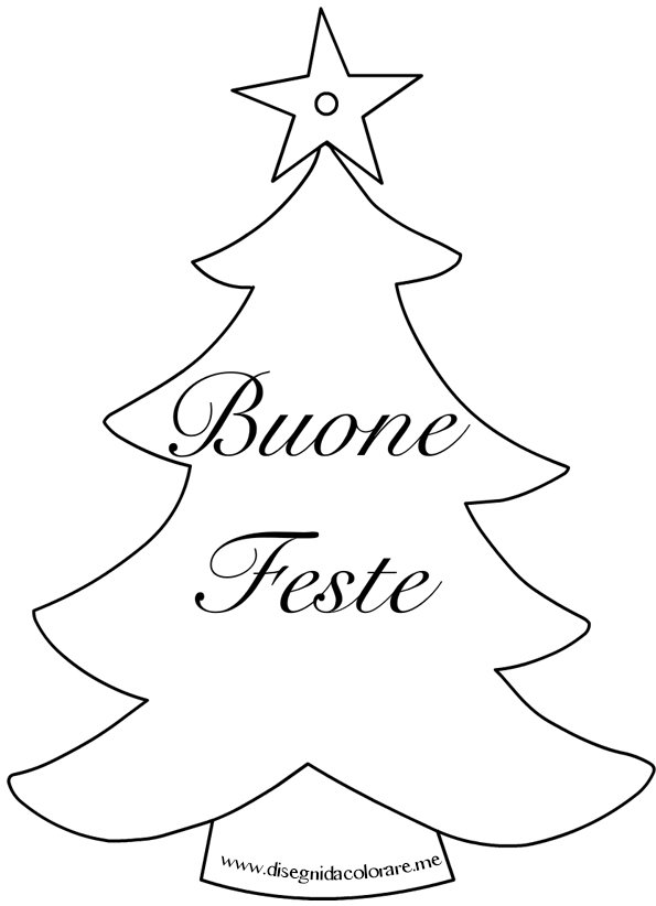 Disegni Di Natale Albero.Albero Di Natale Con Scritta Buone Feste Disegni Da Colorare