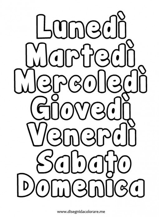 I giorni della settimana Disegni da colorare I giorni della settimana Disegni da colorare