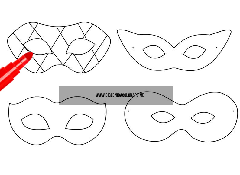Maschere di Carnevale da colorare - Disegni da colorare