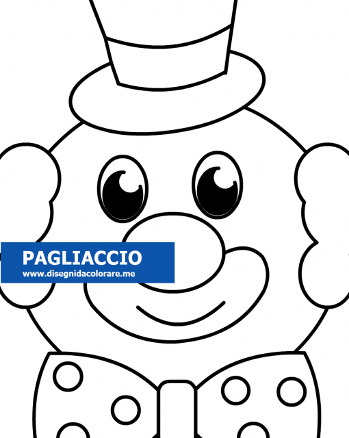 Pagliaccio con cappello e fiocco da colorare 1 pagliaccio carnevale