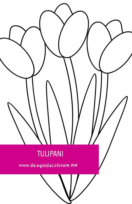 Tre tulipani con foglie da stampare 1 tulipani da colorare