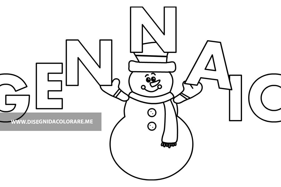 Mese di Gennaio con pupazzo di neve 1 mese di gennaio