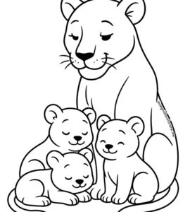 leonessa con cuccioli
