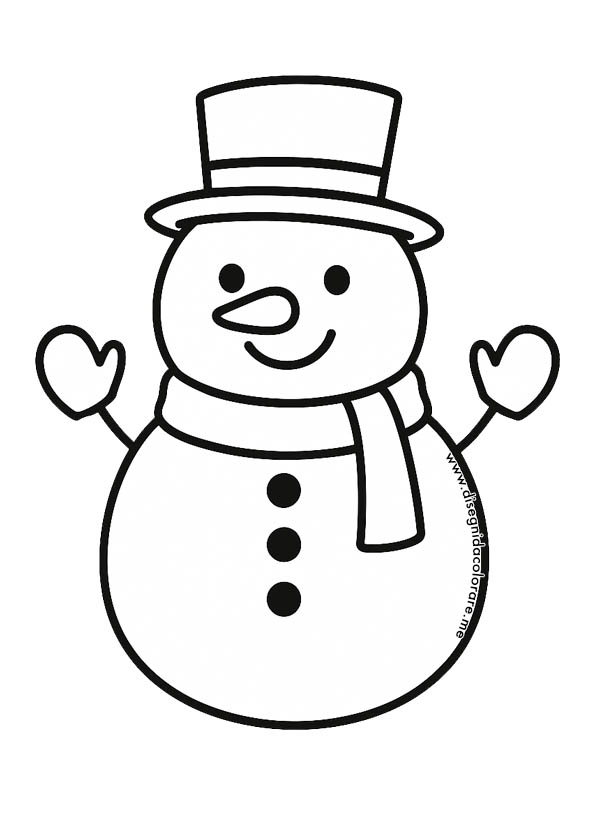 Pupazzo di neve disegno facile per bambini da colorare