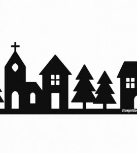 silhouette paesaggio natalizio