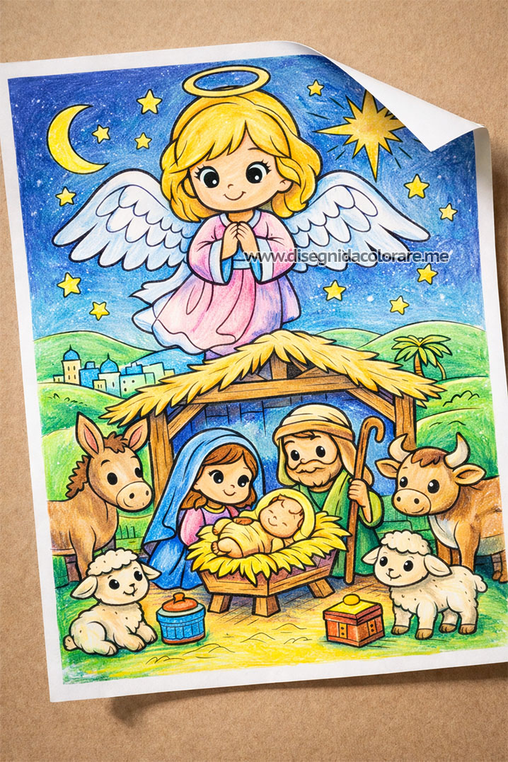 Scena della Natività con Angelo Sorridente 2 nativita con angelo disegno