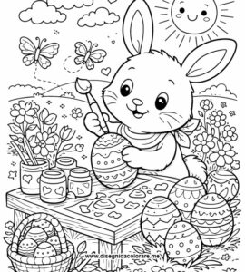 coniglietto che dipinge uova