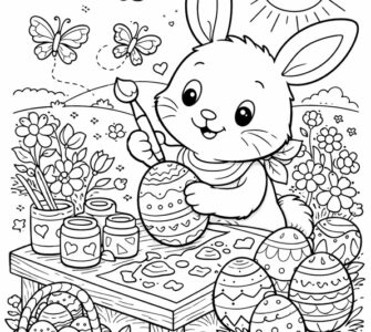 coniglietto che dipinge uova