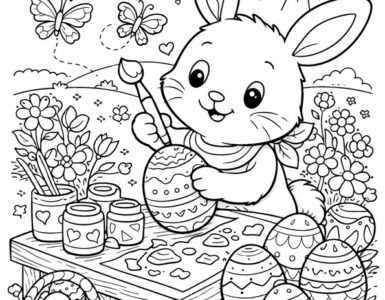coniglietto che dipinge uova