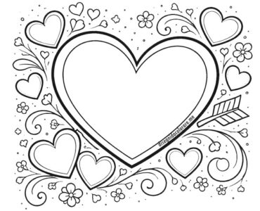 cuore decorato con fiori e cuori