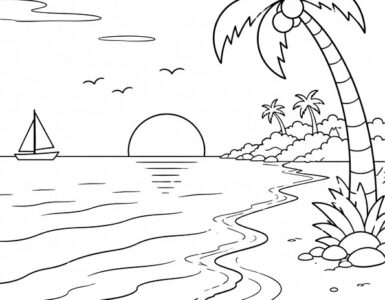 spiaggia tropicale al tramonto