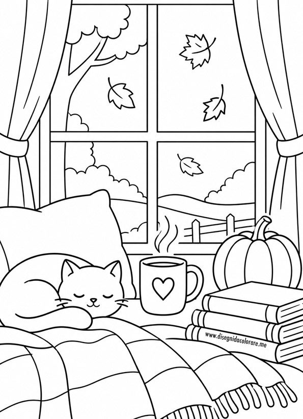 Gatto che Dorme alla Finestra in Autunno 1 gatto che dorme alla finestra